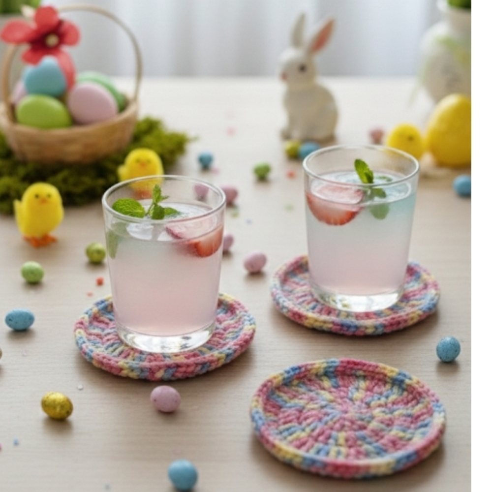 Easter Decor Bundle 10pc Plastic Eggs Coaster Set Basket - Picture 4 of 17